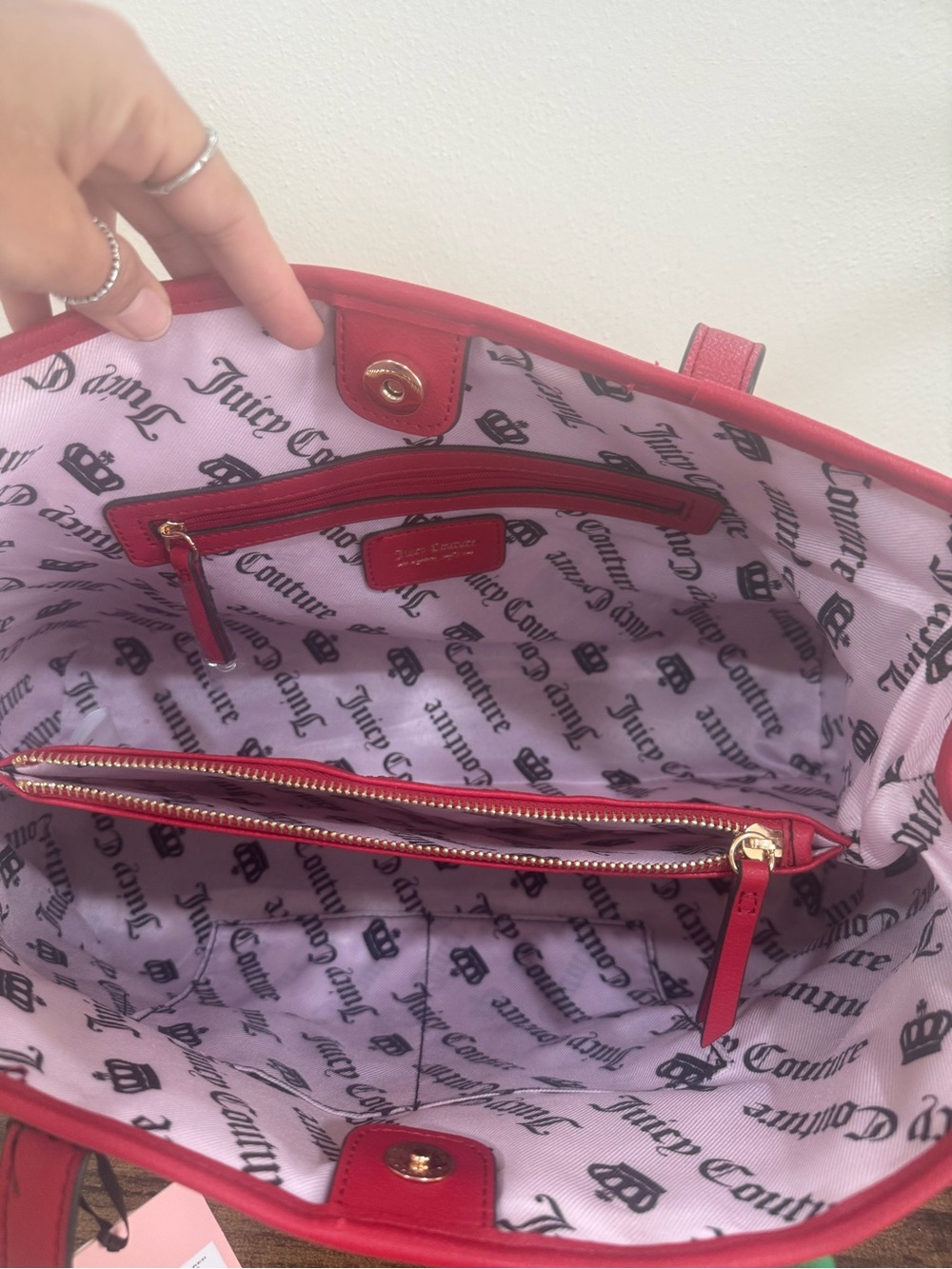 Juicy Couture Cherry Print Tote with Red Trim - Picture 5 of 6